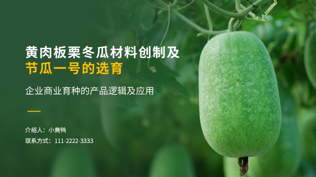 【PPT】农业科研行业项目汇报